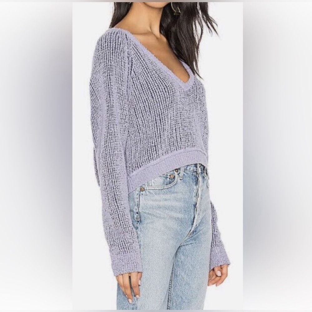 Free People High Low V-Neck Sweater